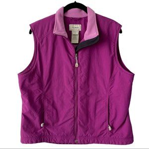 L.L. Bean Purple Fleece Lined Zip Up Vest Womens Large